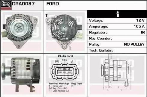 Remy DRA0087 - Генератор autospares.lv