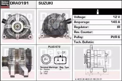 Remy DRA0191 - Генератор autospares.lv