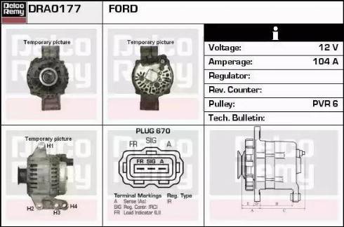 Remy DRA0177 - Генератор autospares.lv