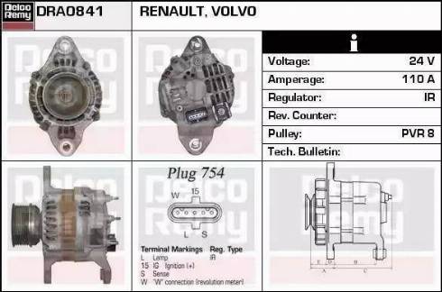 Remy DRA0363 - Генератор autospares.lv