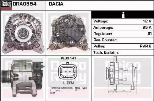 Remy DRA0854 - Генератор autospares.lv