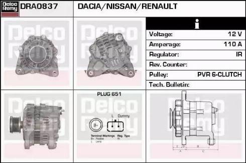 Remy DRA0837 - Генератор autospares.lv