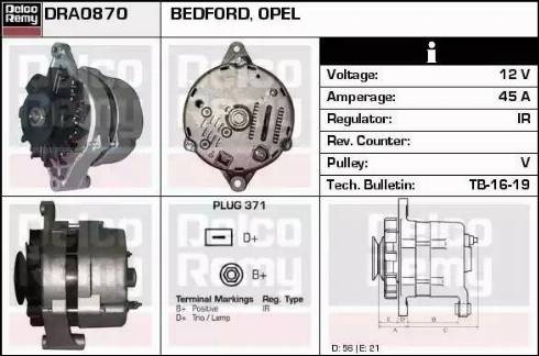 Remy DRA0870 - Генератор autospares.lv