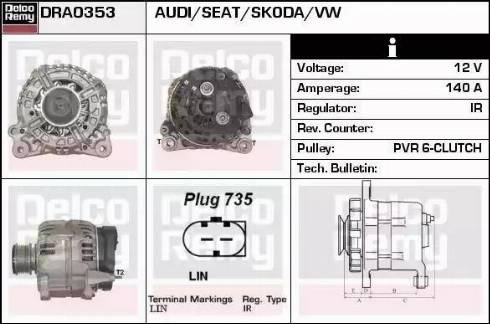 Remy DRA0353 - Генератор autospares.lv