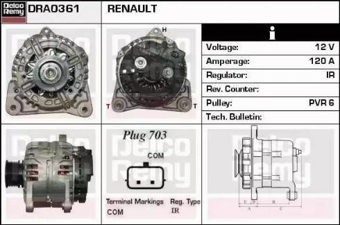 Remy DRA0361 - Генератор autospares.lv