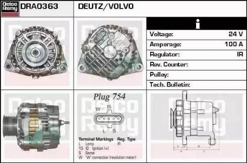 Remy DRA0363 - Генератор autospares.lv