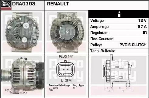 Remy DRA0303 - Генератор autospares.lv
