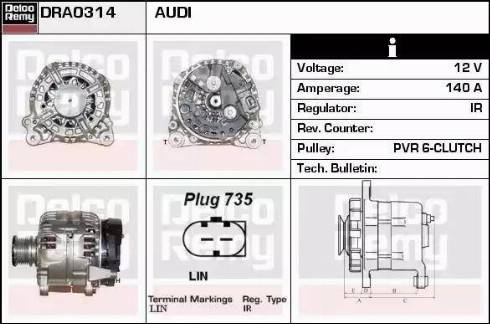 Remy DRA0314 - Генератор autospares.lv