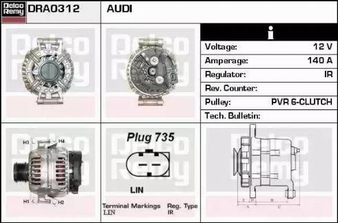 Remy DRA0312 - Генератор autospares.lv