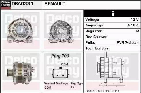 Remy DRA0381 - Генератор autospares.lv