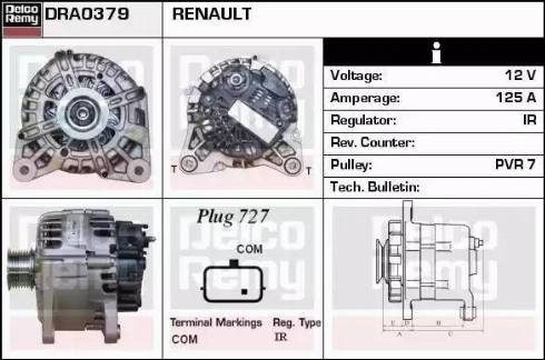 Remy DRA0379 - Генератор autospares.lv