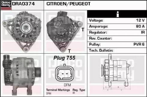 Remy DRA0374 - Генератор autospares.lv