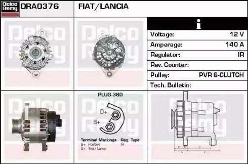 Remy DRA0376 - Генератор autospares.lv