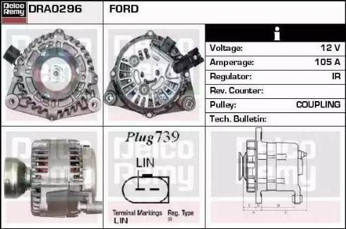 Remy DRA0296 - Генератор autospares.lv