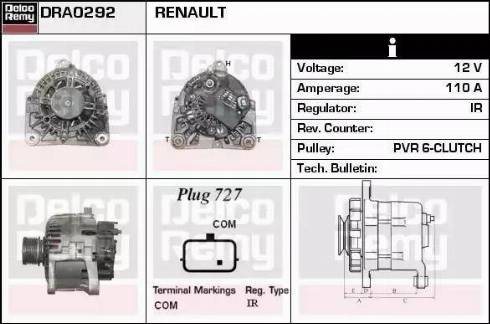 Remy DRA0292 - Генератор autospares.lv