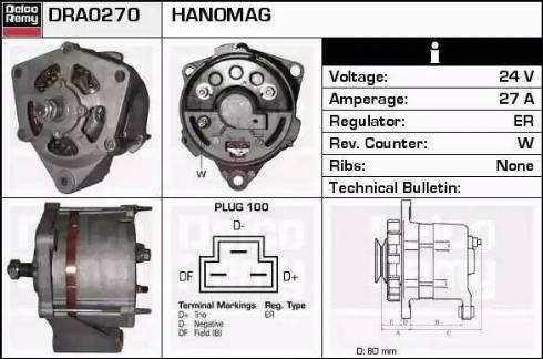 Remy DRA0270 - Генератор autospares.lv