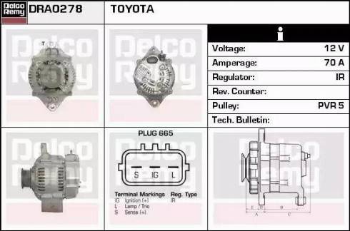 Remy DRA0278 - Генератор autospares.lv