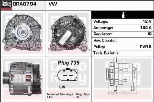 Remy DRA0794 - Генератор autospares.lv