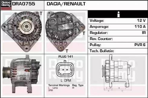 Remy DRA0755 - Генератор autospares.lv