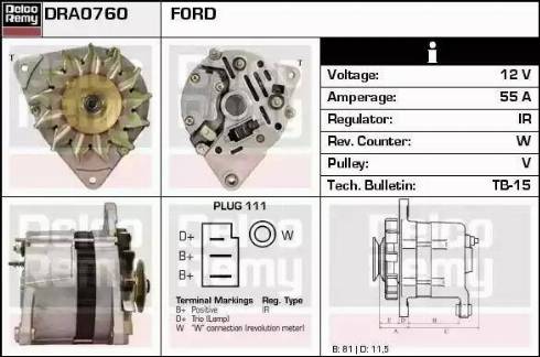 Remy DRA0760 - Генератор autospares.lv