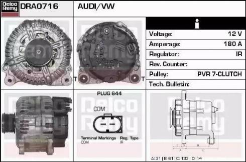 Remy DRA0716 - Генератор autospares.lv