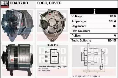 Remy DRA0780 - Генератор autospares.lv