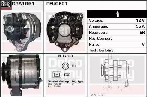 Remy DRA1961 - Генератор autospares.lv