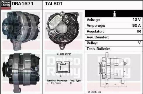 Remy DRA1671 - Генератор autospares.lv