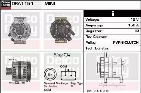 Remy DRA1154 - Генератор autospares.lv