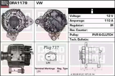 Remy DRA1179 - Генератор autospares.lv