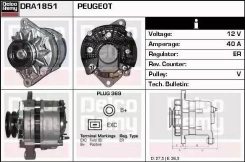 Remy DRA1851 - Генератор autospares.lv