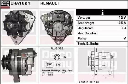 Remy DRA1821 - Генератор autospares.lv