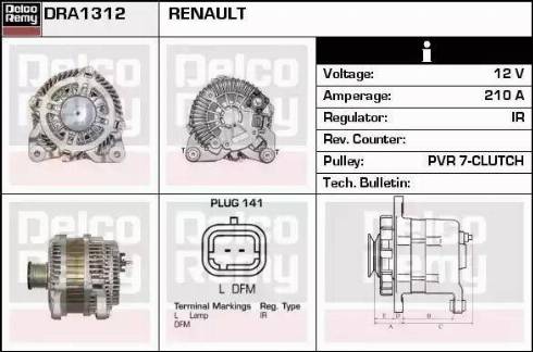 Remy DRA1312 - Генератор autospares.lv