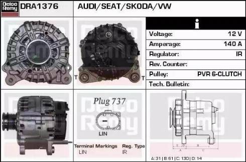 Remy DRA1376 - Генератор autospares.lv