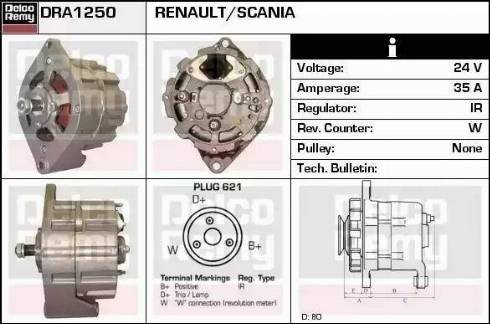 Remy DRA1250 - Генератор autospares.lv