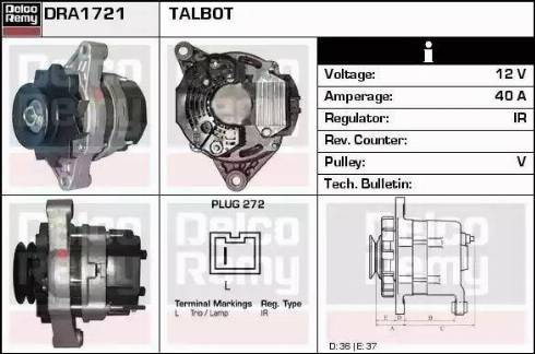 Remy DRA1721 - Генератор autospares.lv