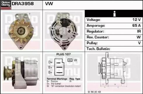 Remy DRA3958 - Генератор autospares.lv