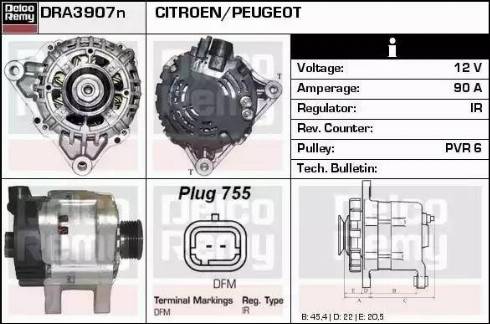 Remy DRA3907N - Генератор autospares.lv