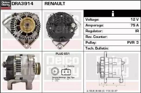 Remy DRA3914 - Генератор autospares.lv