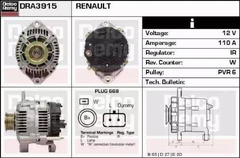 Remy DRA3915 - Генератор autospares.lv