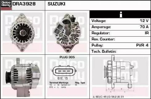 Remy DRA3928 - Генератор autospares.lv