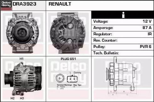 Remy DRA3923 - Генератор autospares.lv