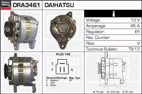 Remy DRA3461 - Генератор autospares.lv