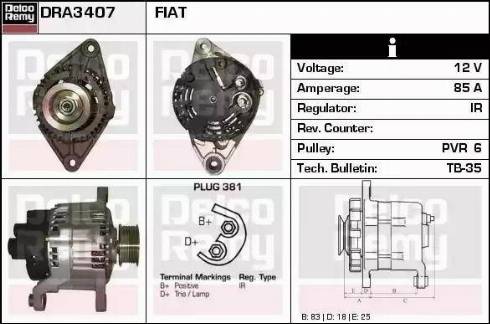 Remy DRA3407 - Генератор autospares.lv