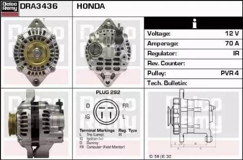 Remy DRA3436 - Генератор autospares.lv