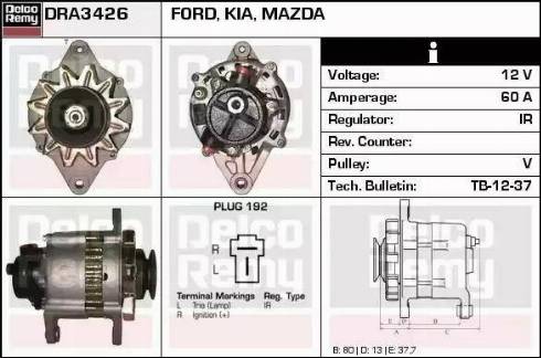 Remy DRA3426 - Генератор autospares.lv