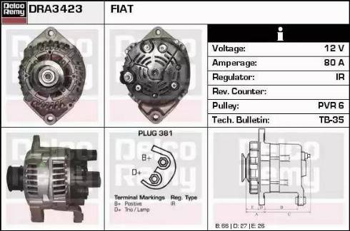 Remy DRA3423 - Генератор autospares.lv