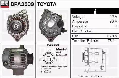 Remy DRA3509 - Генератор autospares.lv