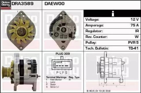 Remy DRA3589N - Генератор autospares.lv