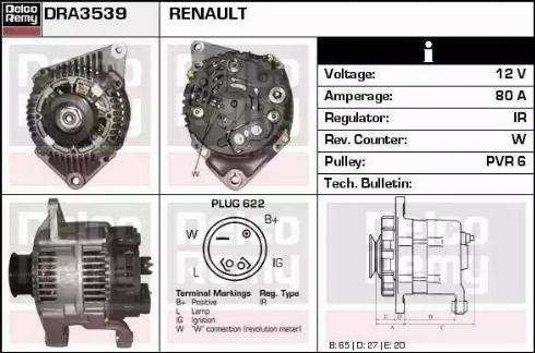 Remy DRA3539 - Генератор autospares.lv